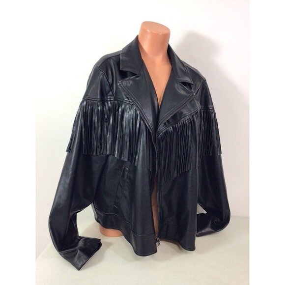 Torrid Faux Leather Jacket Coat Fringe Detail Womens 4X New - Picture 4 of 10